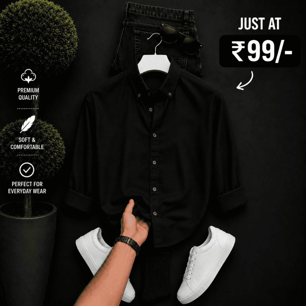 Men’s Black Full Sleeve Shirt – Premium Formal & Casual Wear
