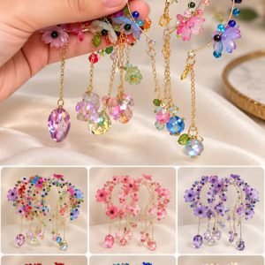 Multicolor Crystal Flower Drop Earrings
