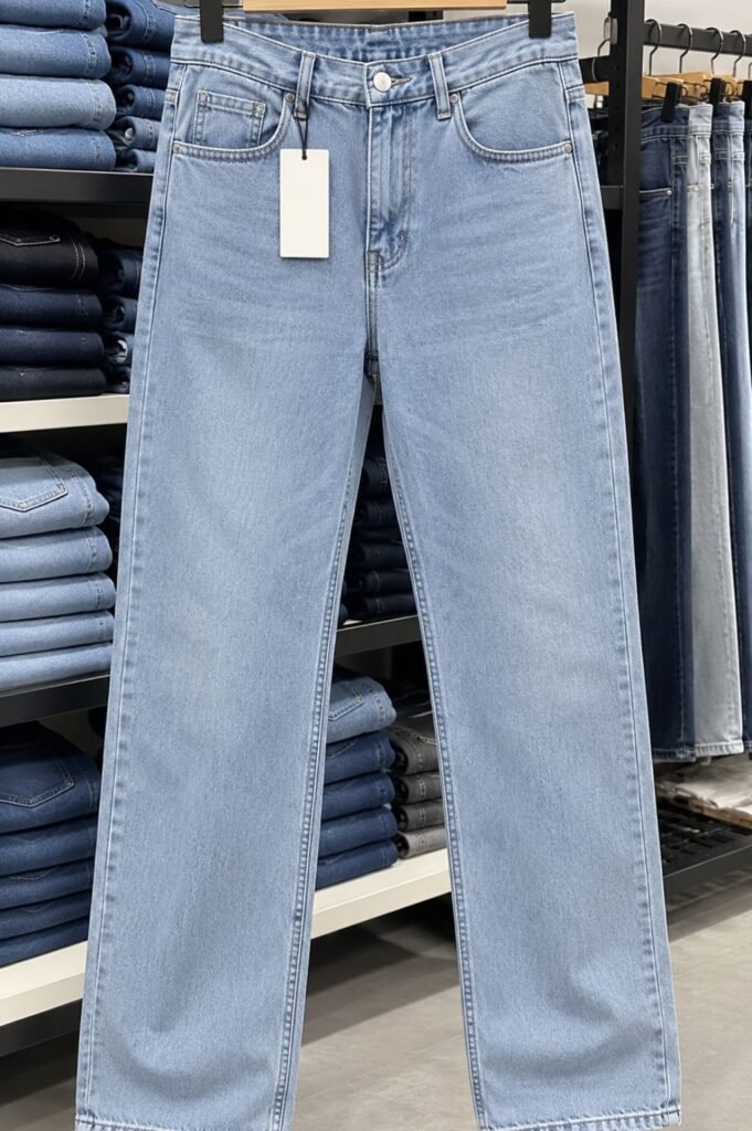 Men's Light Blue Washed Straight Jeans