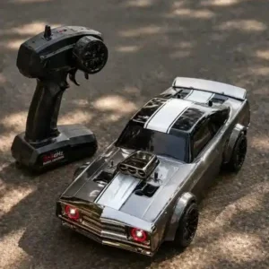 Premium Grey Remote Control Racing Vehicle – Illuminated Performance Muscle Design