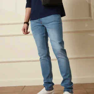 Sky Blue Slim Fit Denim Jeans for Men